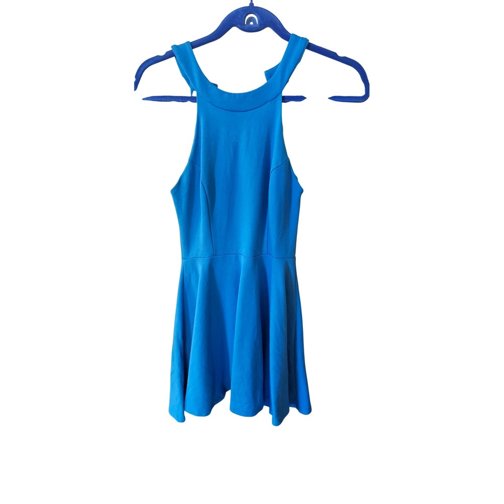 Karlie Halter Neck Open Back Skater Dress‎ Blue Size Small